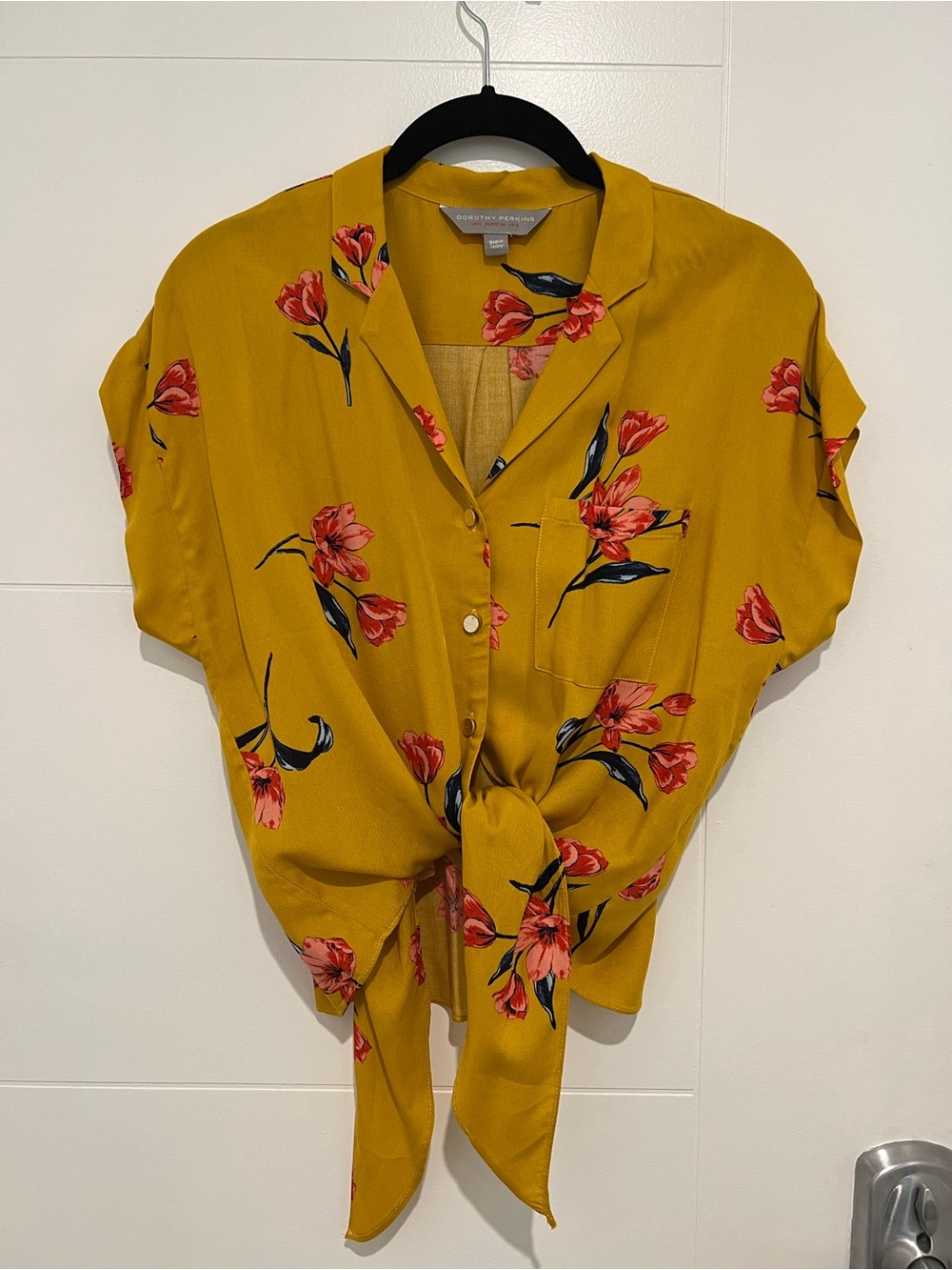 Dorothy Perkins Yellow Floral Tie-Front Blouse